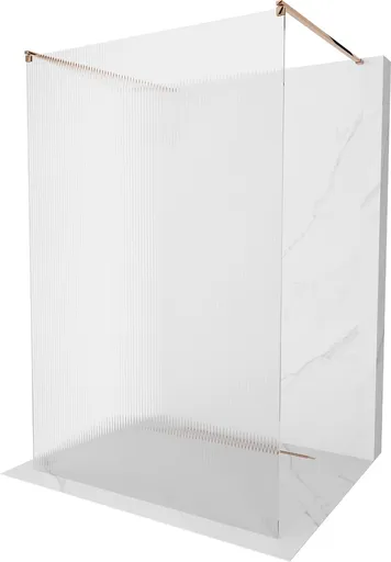 MEXEN/S - Kioto Sprchová zástena WALK-IN voľne stojaca 100 x 200, prúžky 8 mm, růžové zlato 800-100-002-60-09