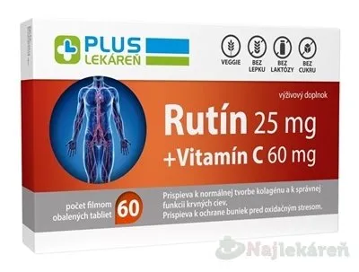 Plus Lékáreň Rutín 25 mg + Vitamín C 60 mg tablety 60 ks