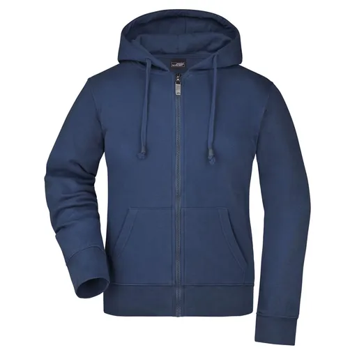 James & Nicholson (Daiber) Dámska mikina na zips s kapucňou JN053 - Tmavomodrá | L