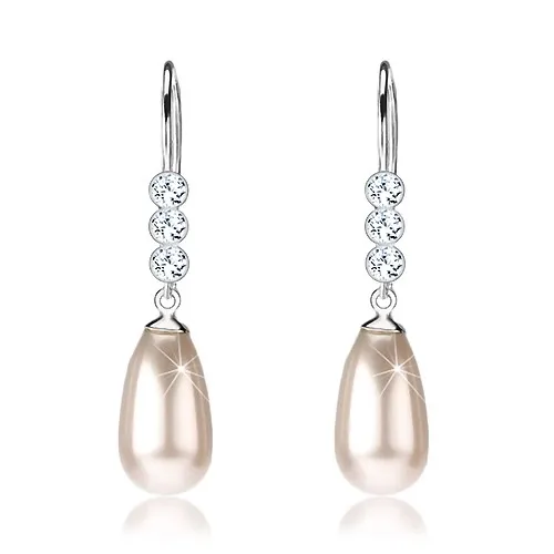 Náušnice, striebro 925, číre Swarovského krištáliky a Swarovského perla