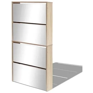 Skrinka na topánky štvorpoličková, zrkadlová, dub, 63 x 17 x 134 cm, 273935