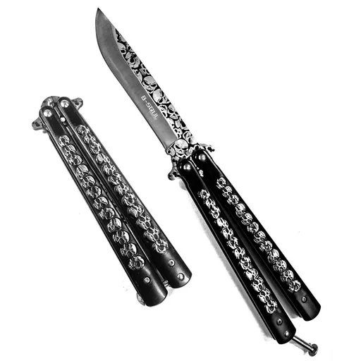 Vreckový skladací motýlik, Black Skulls, 23,5 cm