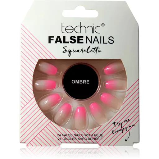 Technic Cosmetics False Nails Squareletto umelé nechty Ombre 24 ks