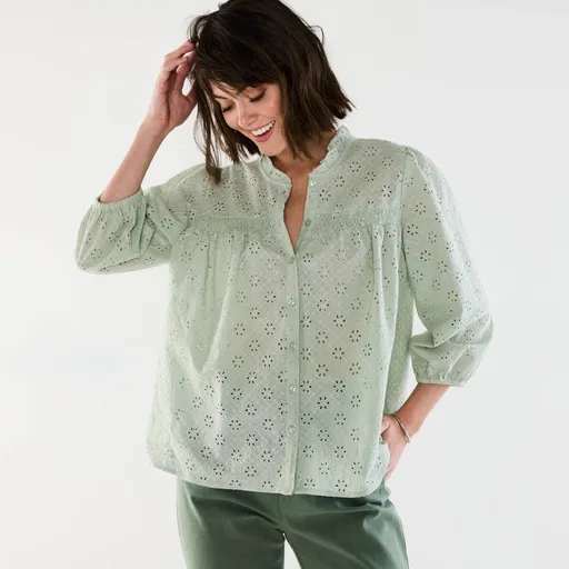 Madeirová blúzka s volánikom a 3/4 rukávmi