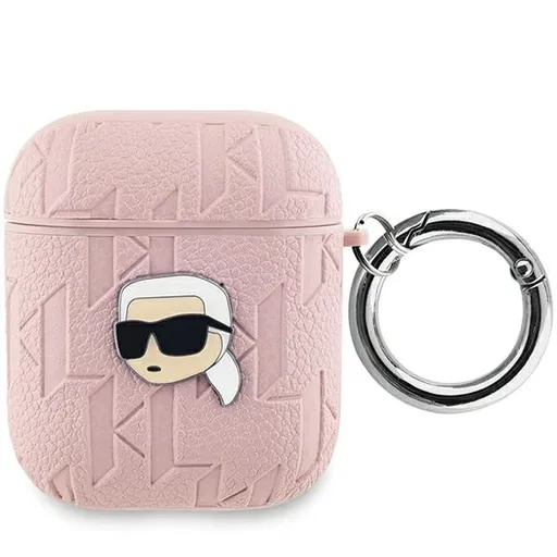 KARL LAGERFEL MONOGRAM Obal na slúchadlá Apple AirPods 1 / 2 ružový