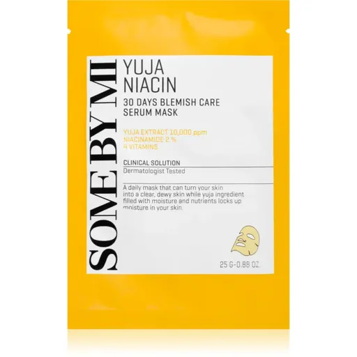 Some By Mi Yuja Niacin Blemish Care Serum Mask rozjasňujúca plátienková maska pre mastnú a problematickú pleť 25 g