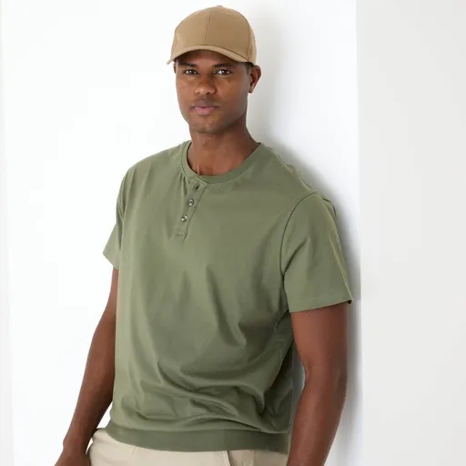 Tričko Henley z bio bavlny s gombíkovou légou