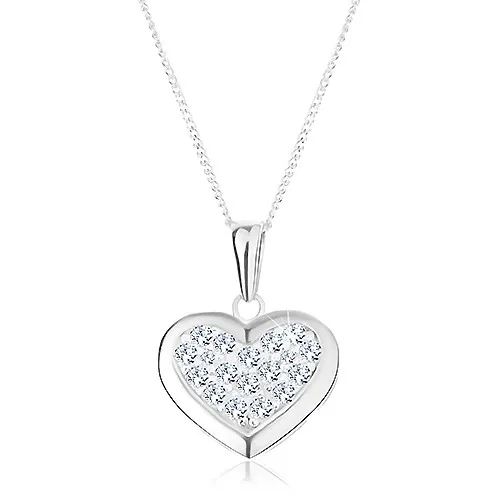 Strieborný 925 náhrdelník, prívesok na retiazke, súmerné srdce zdobené zirkónmi