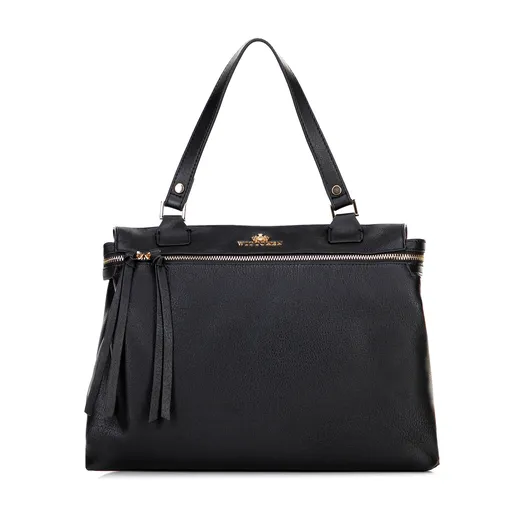 Dámsky kufor z prírodnej kože čierny a zlatý 100-4E-800-1S