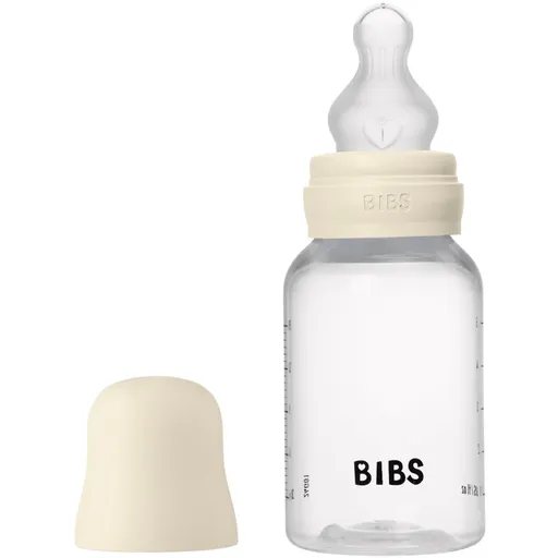 BIBS Anti-Colic Baby Bottle Silicone antikoliková fľaša so silikónovým cumlíkom Ivory 150 ml