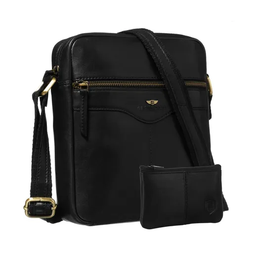 Čierna pánska kožená crossbody taška s jednou komorou – elegantný doplnok pre každý deň