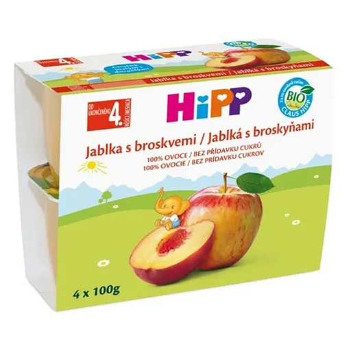 HIPP Ovocie 100% jablká s broskyňami BIO 4 x 100 g