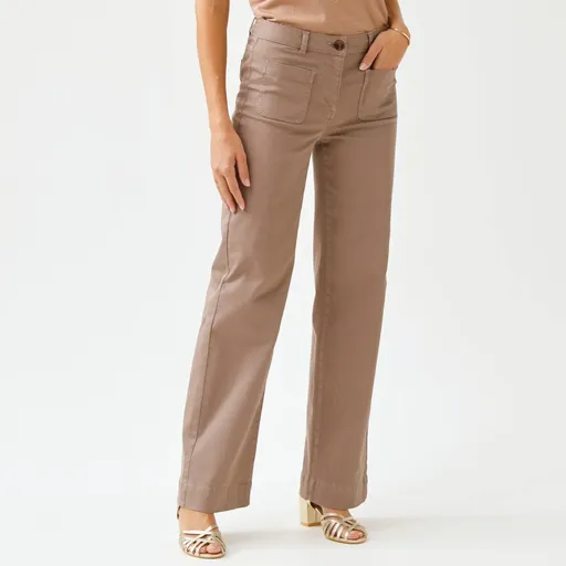 Široké keprové nohavice s vysokým pásom pre nižšiu