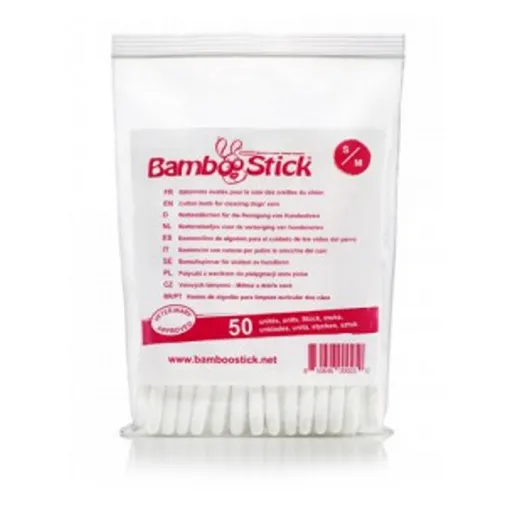 BAMBOOSTICK Vatové tyčinky na čistenie uší psov S/M 50 ks