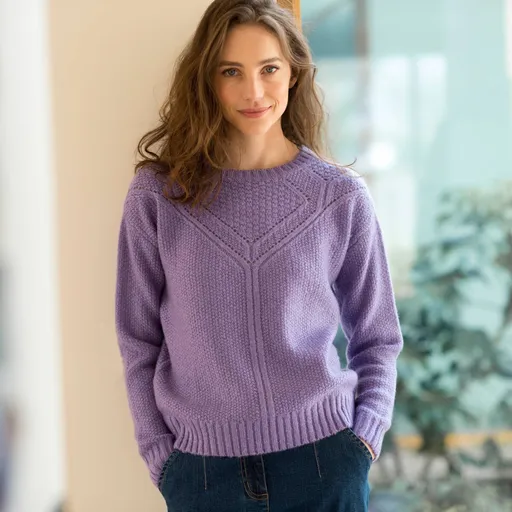 Pulóver s perličkovým vzorom a okrúhlym výstrihom