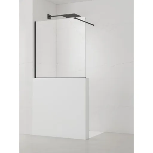 Sprchová zástěna SAT Walk-in 90x100 cm na nižšiu priečku čierna SATBWIS90PRC