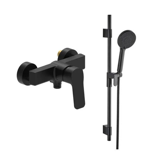 Sprchová batéria SAT Cube Way so sprchovacím setom 150 mm čierna SATBSCU268CSET1