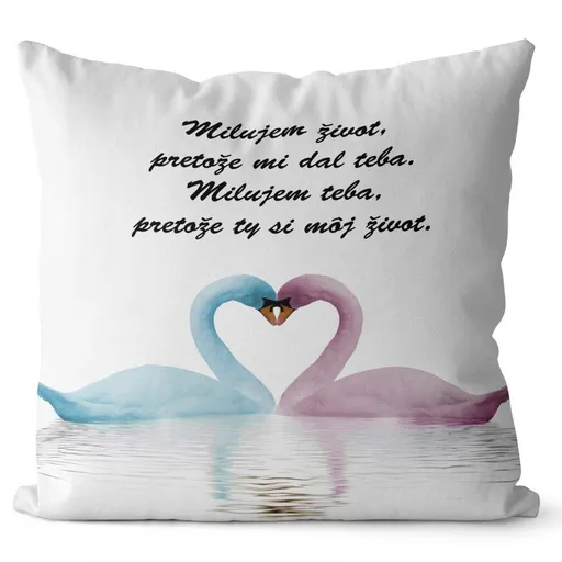 Vankúšik Milujúce labute (Velikost: 40 x 40 cm)