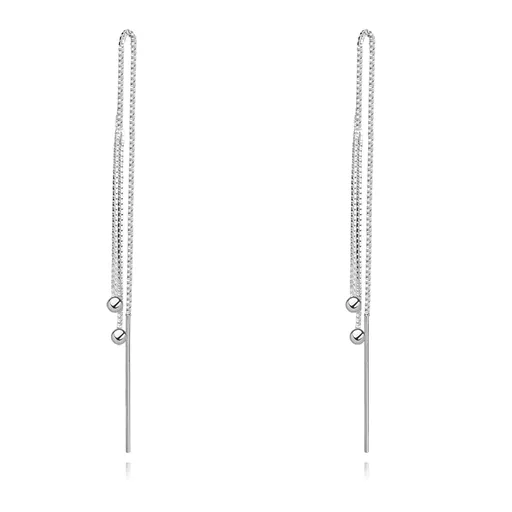 Prevliekacie náušnice zo striebra 925 - retiazka s rozdvojeným koncom, guličky