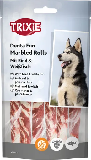 Trixie Denta fun Marbled tyčinky obalené hovädzím s rybou 12 cm 6 ks 70 g