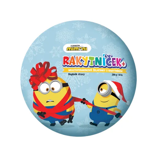 Terezia Rakytníček+ multivitamínové želatínky s rakytníkom Mimoni Vianočná guľa 50 bonbónov