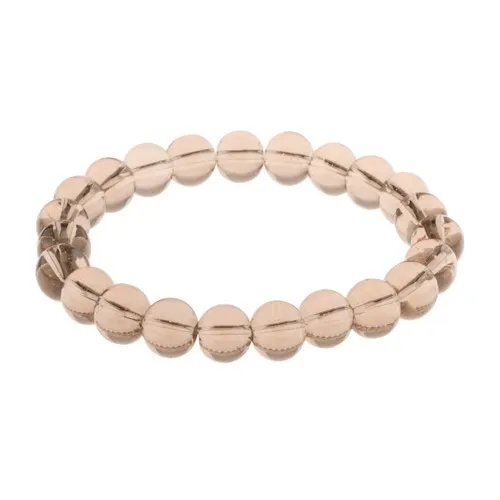 Náramok zo sklenených priesvitných korálok v svetlohnedom odtieni