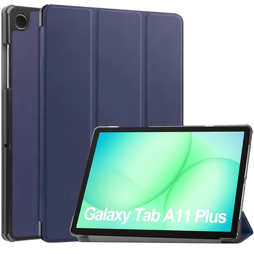 LEATHER Zaklápací kryt pre Samsung Galaxy Tab A11+ tmavomodrý