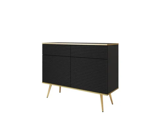 ArtPS Komoda BIJOU KSZ-107 MDF | čierna / zlaté nohy