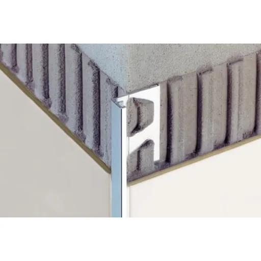 Lišta ukončovací "L" Schlüter chróm lesk, hliník elox, dĺžka 250 cm, výška hrany 8 mm, A80ACG