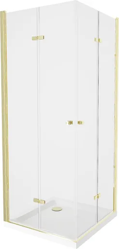 MEXEN/S - Lima Duo sprchovací kút 80x70, transparent, zlatá + vanička so sifónom 856-080-070-50-02-4010G