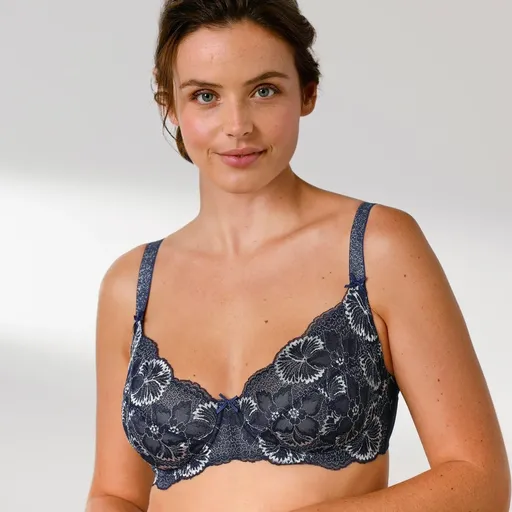 Priliehavá podprsenka  Pahala z dvojfarebnej čipky a mikrovlákna, s kosticami