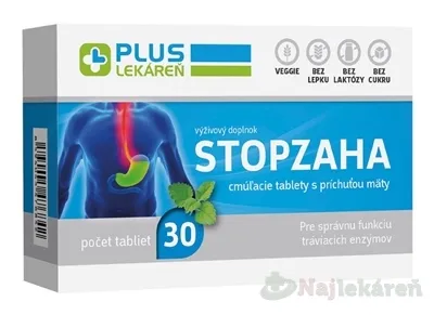 PLUS LEKÁREŇ STOPZAHA cmúľacie tablety s príchuťou mäty 30tbl
