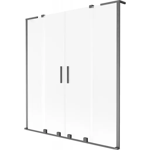 MEXEN/S - Velar L Duo dvojkrídlová posuvná vaňová zástena 150 x 150, dekor, grafit kartáčovaná 896-150-003-32-66