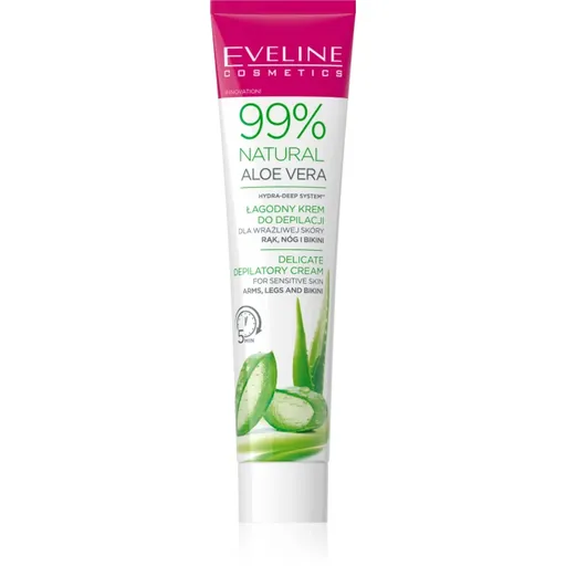 Eveline Cosmetics 99% Natural Aloe Vera upokojujúci depilačný krém línia bikín a podpazušia 125 ml