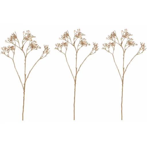 Súprava vetvičiek Gypsophila s bielymi kvietkami, 3 ks, zlatá, 68 cm