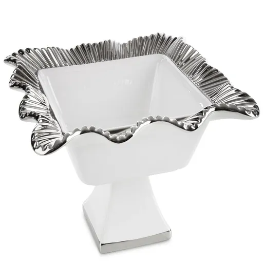 ArtFir Dekoračná miska BETSY 02 | biela/strieborná 28 x 28 x 20 cm