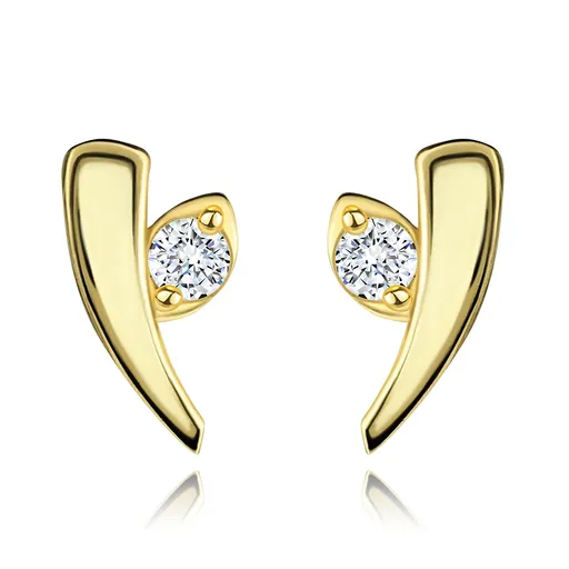Zlaté náušnice 14K oblúk s čírymi zirkónmi