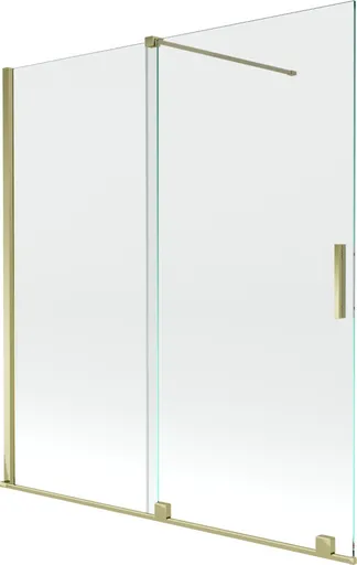 MEXEN/S - Velar Dvojkrídlová posuvná vaňová zástena 150 x 150, transparent, zlatá 896-150-000-01-50