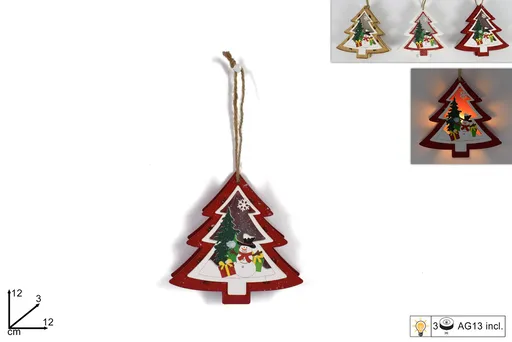 MAKRO - Dekorácia vianočný stromček LED 12 cm rôzne motívy