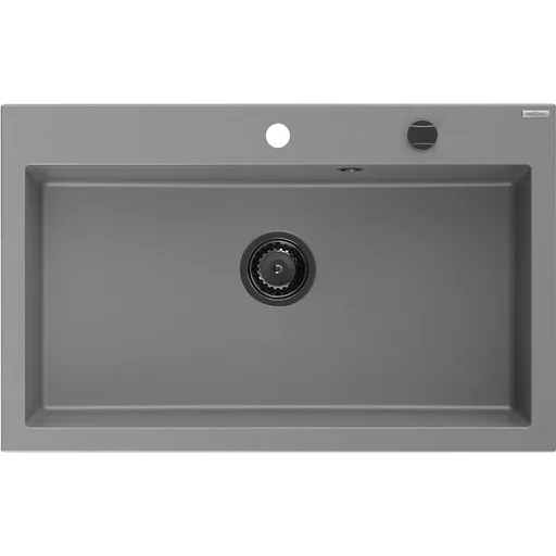 MEXEN/S MEXEN/S - Elix granitový drez 1-miska 800 x 500 mm, sivý, sifón čierna 6527801005-71-B