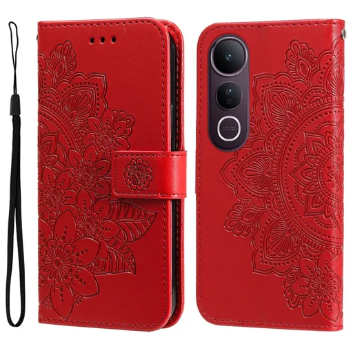 ART MANDALA Peňaženkový kryt pre Vivo V50 Lite červený