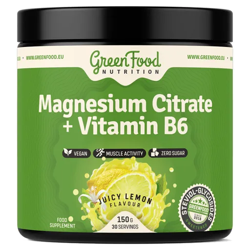 GREENFOOD NUTRITION Magnesium citrate + vitamín B6 juicy lemon 150 g