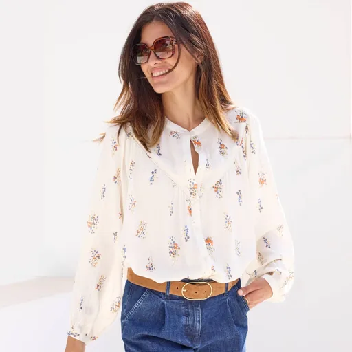 Blúzka so širokými rukávmi a_x000D_
		potlačou