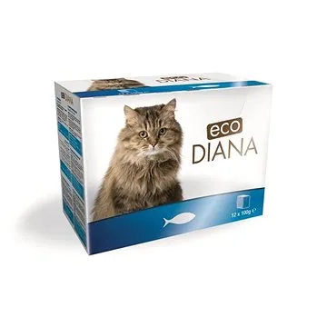 Eco Diana cat kapsičky rybie kúsky v omáčke 12× 100 g (3428460054017)