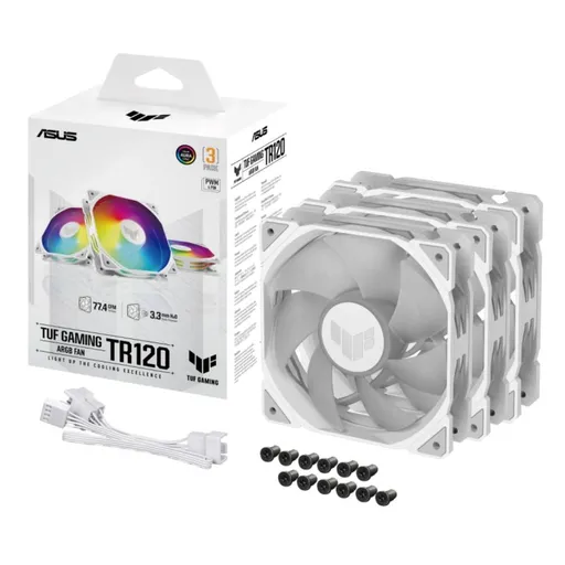 ASUS ventilátor TUF GAMING TR120 ARGB, 3x120mm, biela
