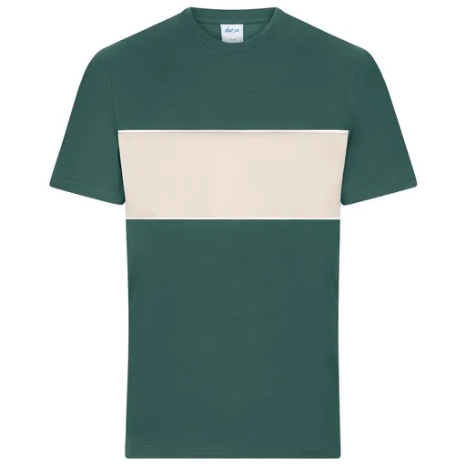 James & Nicholson (Daiber) Tričko s kontrastným pásikom 8049 - Dymová zelená / pieskovcová | L