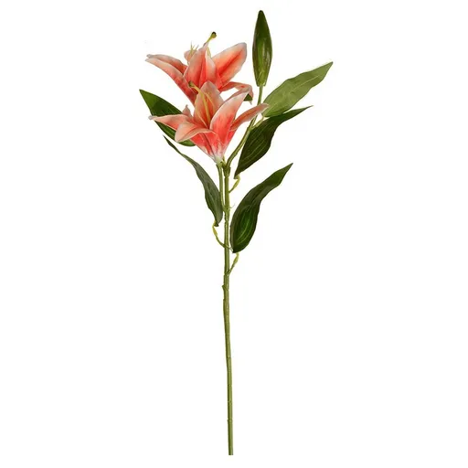 Umelá kvetina Ľalia veľkokvetá oranžová, dva kvety a púčik, v. 84 cm