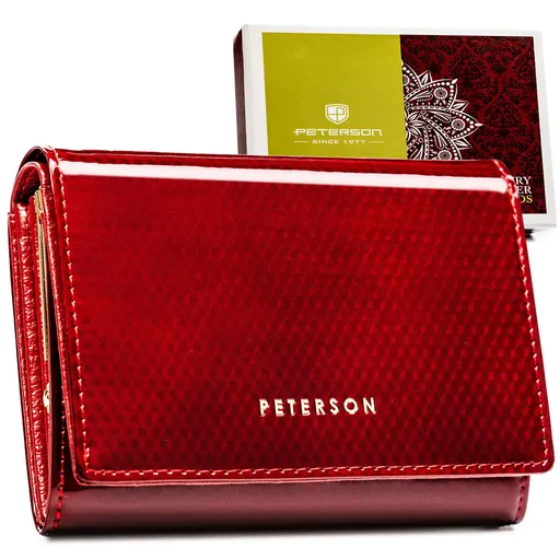 Veľká dámska kožená peňaženka v červenej farbe - Peterson
