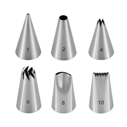 Zdobiace trysky DELÍCIA, 6 ks, nerezové