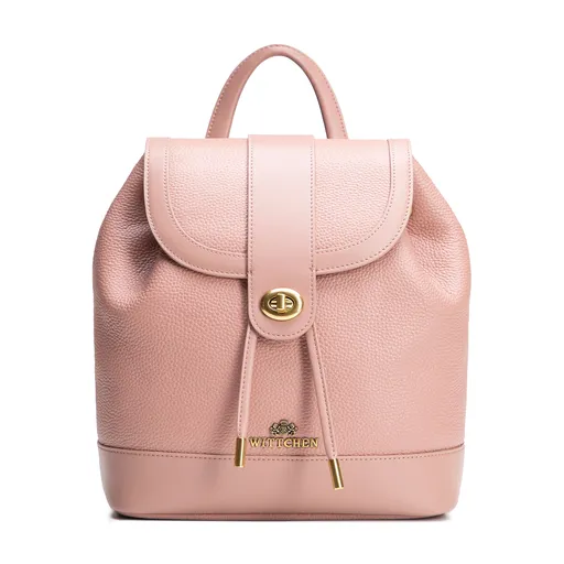 Dámsky kožený ruksak so sťahovacími šnúrkami ružový 100-4E-224-P